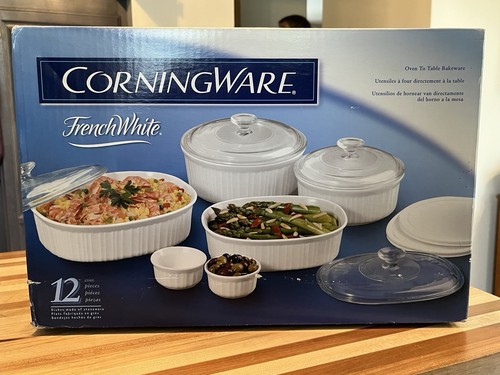 CorningWare Französisch Weiß Rund und Oval Backformen Set (12 Stück) 2003 Neu im Karton - Bild 4 von 6
