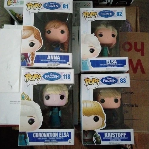 Funko Pop! Frozen Lot Anna #81, Kristoff #83, Elsa #82, Elsa #118 (Vaulted)
