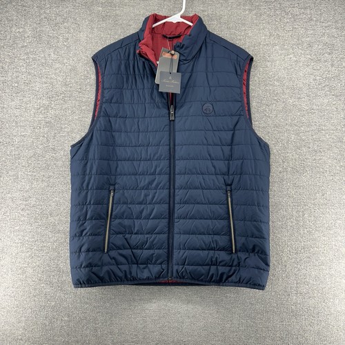 Brooks Brother Reversible Quilted Vest Men Size Large Blue Red NEW