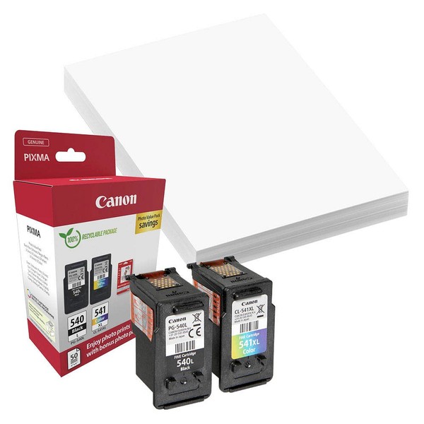 Canon PG-540L + CL-541XL Schwarz, Color DruckköPfe + Fotopapier, 2Er-Set-image