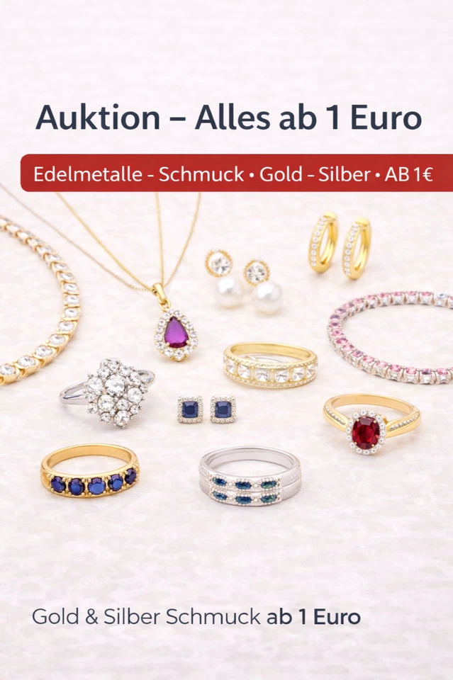 Echt Gold & Silber - Schmuck - Anlagen - Diamanten - Auktion - Alles ab 1€