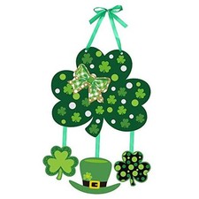 St Patrick's Day Door Sign Wall Decor Shamrock Clover Welcome Board Irish