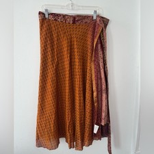 Elegant Multicolor Skirt Tie Waist Indian Print Fabric