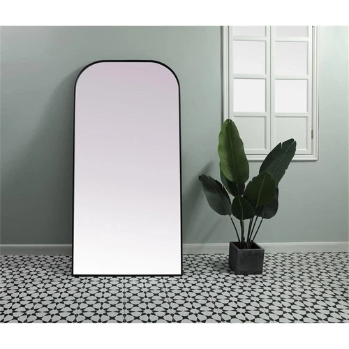 Elegant Decor Blaire Arch Modern Wood/Metal Full Length Mirror in Black - Picture 2 of 11