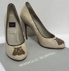 ASPREY Canvas Crest Alligator Crocodile Leather Pump Shoes Manolo Blahnik Bag S7 — photo 1