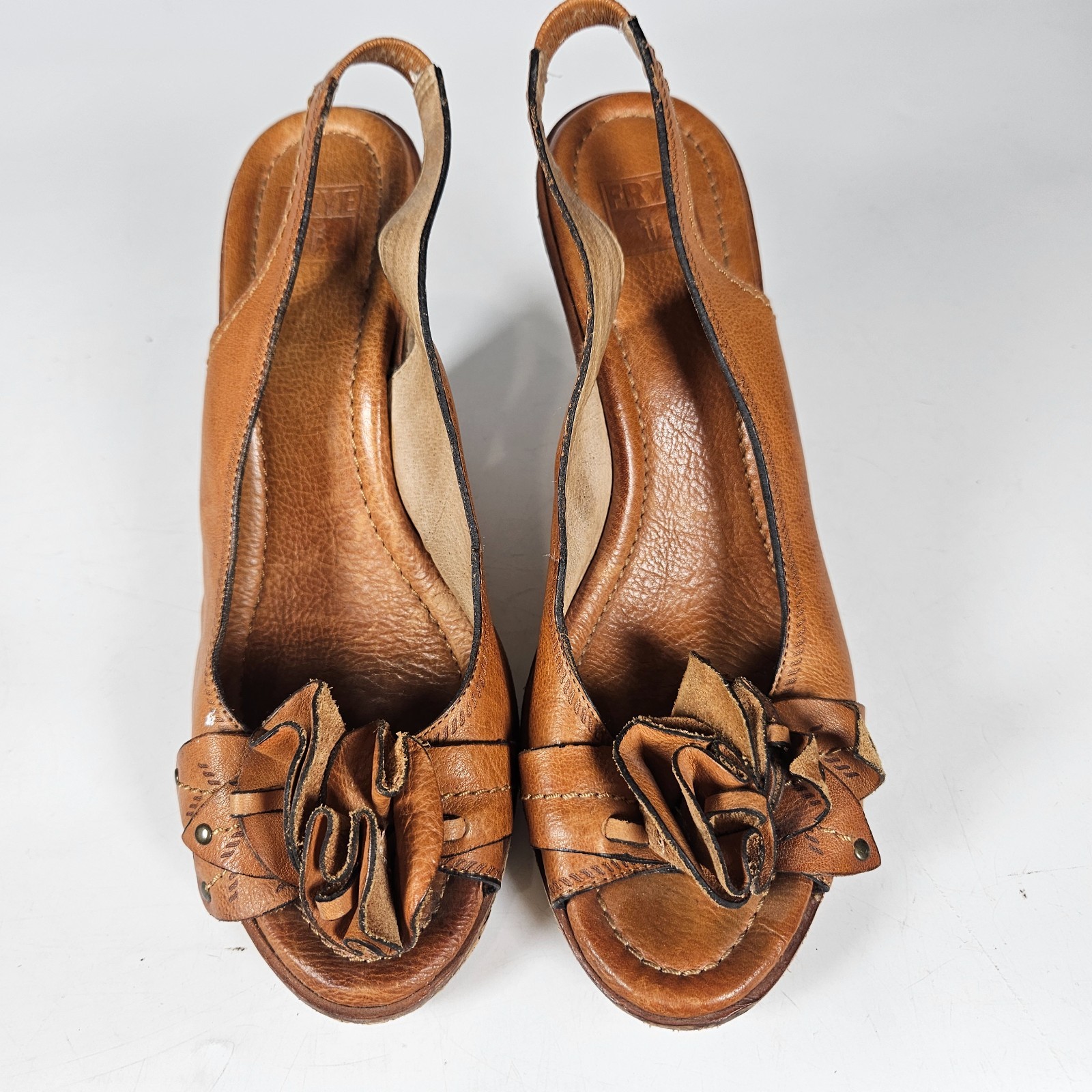 Frye Pepper Leaf Slingback Platform Cork Wedge Sa… - image 2