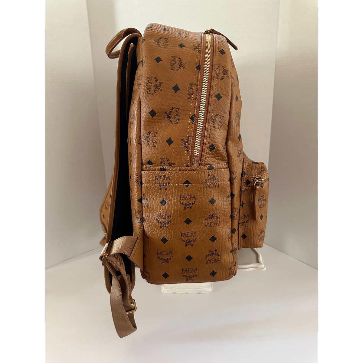 MCM Cognac Logo Canvas Backpack with Brown Leather Trim A #MCM50 Anniversary Spotlight: The Stark Backpack An  main image 3