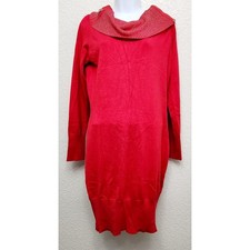 No Boundaries Red Silver Cowl Neck With Zippers Sweater Dress XL 15 17 Juniors