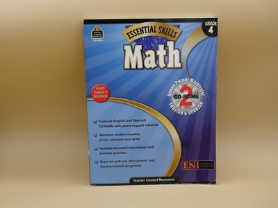 Essential Skills MATH Grade 4 Workbook with CD-Rom in English & Spanish