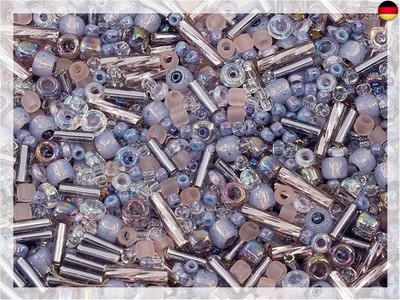 10g of TOHO mix - small Rocailles, Seed Beads and Bugles, Japan, Mix Lavender