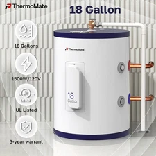 18 Gallon Electric Tank Water Heater ThermoMate 120V 1500W for RV Sink Cabinet