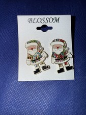Festive Santa gold Tone Pierced Earrings