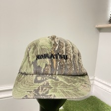 Vintage Komatsu Hat Cap Snap Back Camo Green Mesh Trucker Mens Advertising 90s