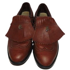 Vintage Rawlings Kiltie Golf Shoes Men  s 9.5D Brown Leather Fringe Metal Spikes