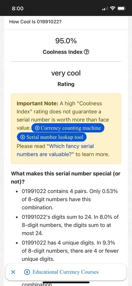 $20 Star Note Birthday/Anniversary "Very Cool" SERIAL # JL01991022* Feb 2, 1991 - Image 3 of 4