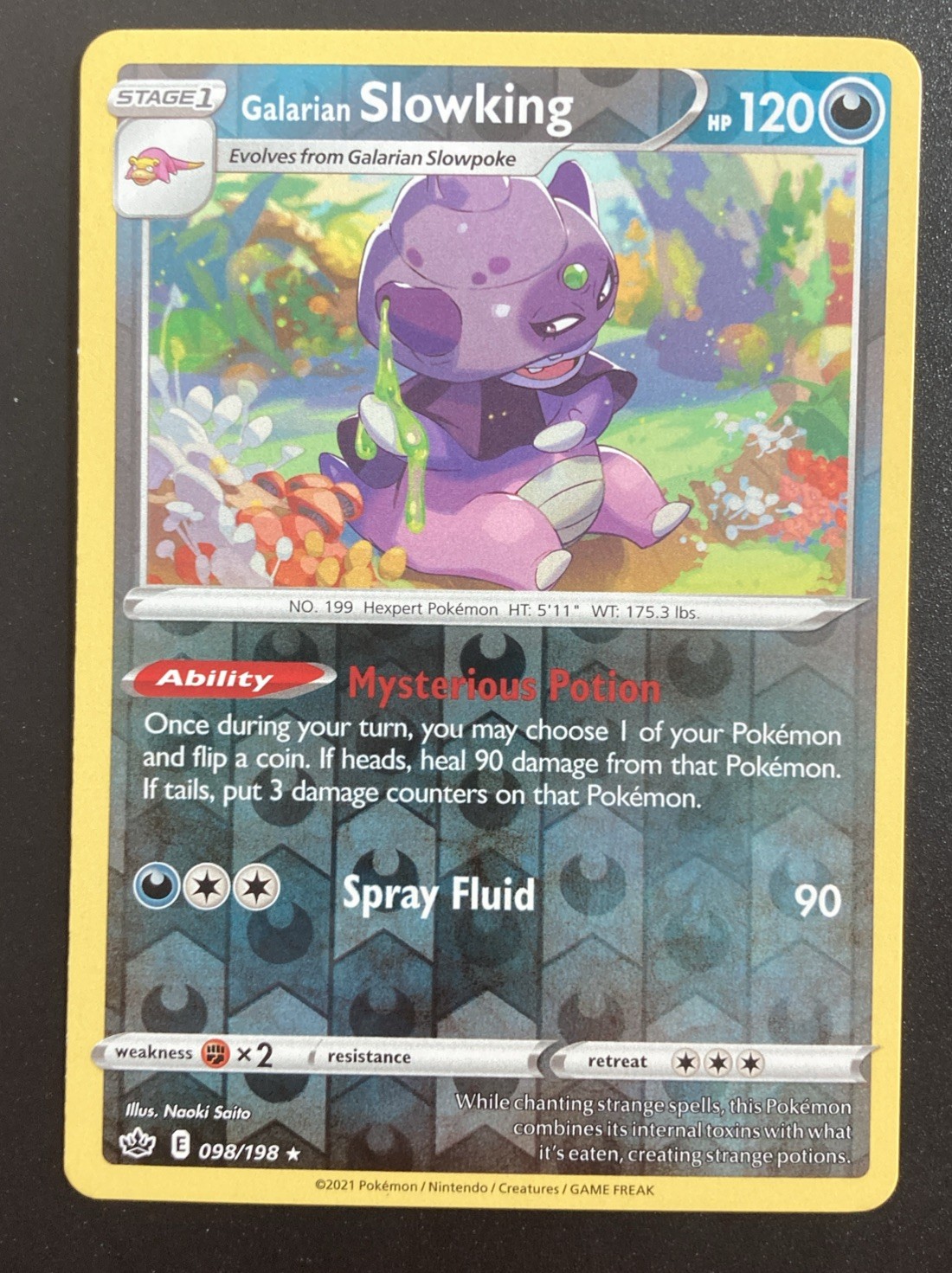Galarian Slowking 098/198 Reverse Holo Rare Chilling Reign Pokemon LP