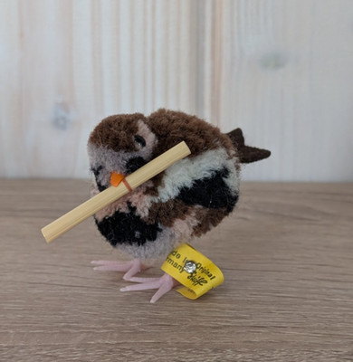 Steiff Spatz ''Sperry'' 1728/06, 1960er Original Mohair Vogel mit Stroh & Schild