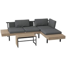 Outsunny HDPE Garden Furniture Sets w/Cushions, Table, L-Shaped Sofa Refurbished