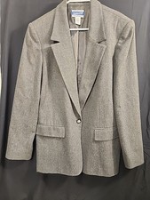 Vintage Women’s Pendleton Gray Virgin Wool Suit Jacket Lined Made In USA Size 12
