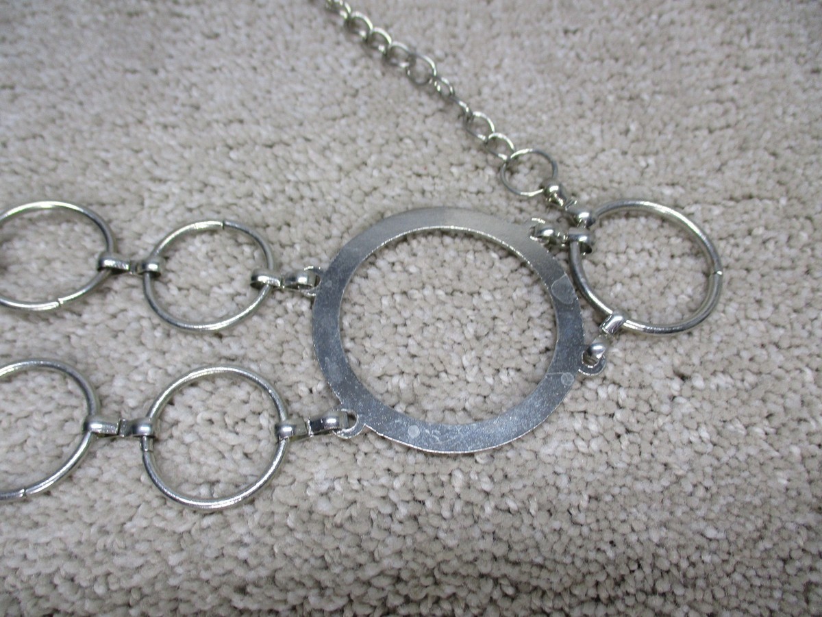 Vintage Y2K Silver Chain Belt Circle Rhinestones Adjustable  display picture 2