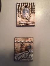 Pair Of Mixed Media Handcrafted Art On Canvas New