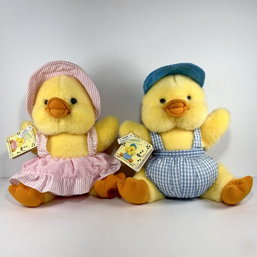 Vintage Russ Musical Quacking Duck Plush Lot Of 2- Quizzy & Quippy W/ Tags- READ