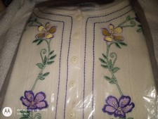 Woman Within Short Sleeve Embroidered Tunic Size 4X Top Shirt White Purple