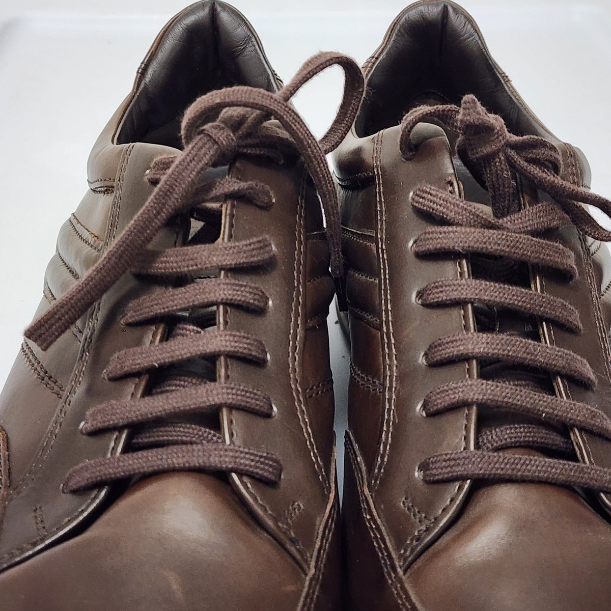 Ermenegildo Zegna Brown Nappa Leather Low Top Trainers Sneakers Mens 9.5 Italy ZEGNA: Brown #UseTheExisting Triple Stitch Sneakers | SSENSE main image 4