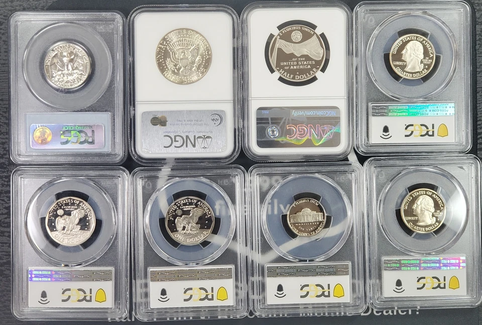 8 COIN LOT - MIXED DATES & DENOMINATIONS - NGC & PCGS HIGH GRADES #1 - Image 2 of 2