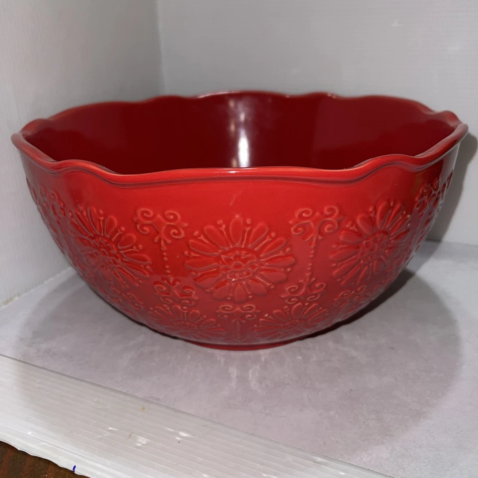 The Pioneer Woman Floral Burst Küche Servier Rührschüssel rot 10,75" LESEN