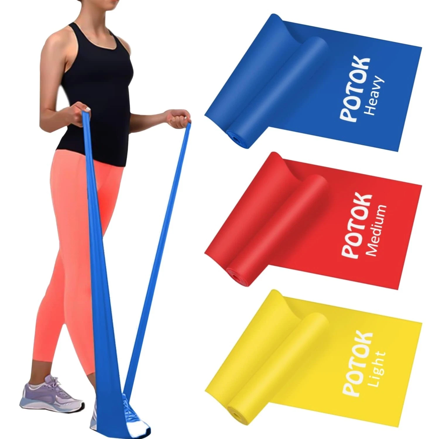 Resistance Bands Set of 3 Fitness Bands Stretching Strength Training Physical Therapy