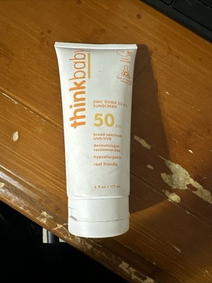 ThinkBaby Zinc Oxide Broad Spectrum UVA/UVB 50 SPF Sunscreen REEF FRIENDLY 6oz