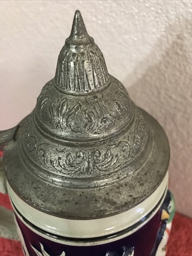 BEER STEIN W/ Pewter Lid 9” Ein lustig lied. ein froh gemut Made In Germany - Picture 10 of 10