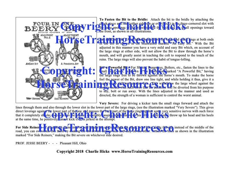 Prof Jesse Beery 4-Way Riding Training Driving Bit Snaffle w/ Instructions NEW - Image 2 of 3