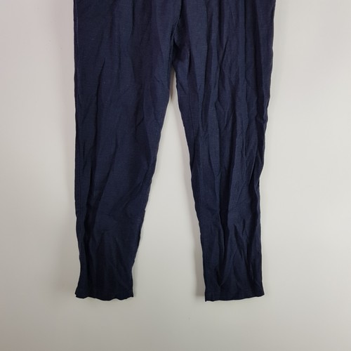 Asos Linen High-Rise Paperbag Pants Womens UK4 Navy Tie Tapered Breathable - Picture 3 of 11