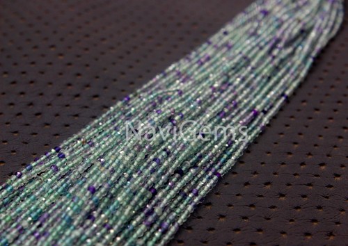 AAA-Qualität natürlicher Fluorit Edelstein 12,5 Zoll lang facettiert Rondell kleine Perlen 2 mm - Bild 4 von 6