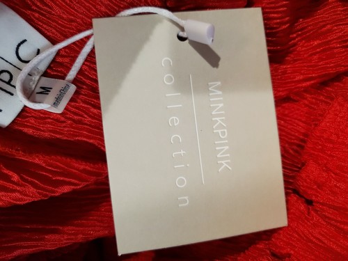 Neu mit Etikett Minkpink Collection Damenhose Gr. M rot kurz geschnitten Crinkle hoch geschnitten - Bild 4 von 6