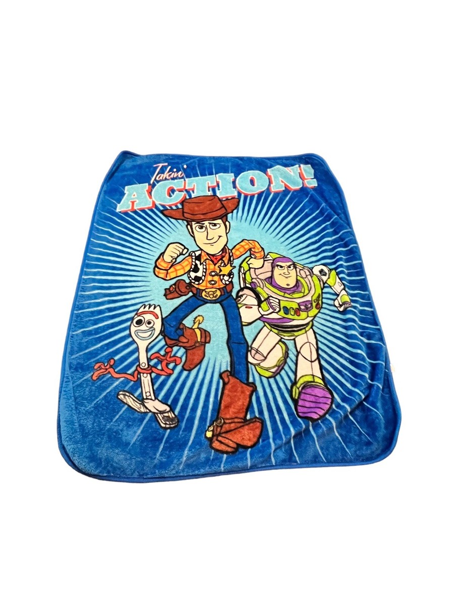 Disney Pixar Toy Story 4 Takin' Action Woody Forky Buzz Blanket AS