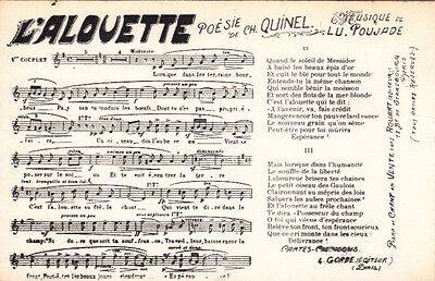 CPA PARTITION MUSICALE /& PAROLES MUSIQUE CHANSON l/'alouette quinel poujade