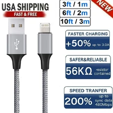 For iPhone 6 7 8 Plus iPhone 11 XR Xs Max 12 13 Charger USB Cable Cord 3/6/10FT