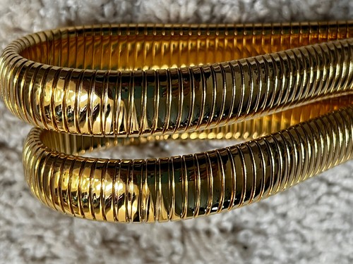 Vintage Jeweled JUDITH LEIBER women's Belt Double Chain Stretch Gold Belt Rare! - Picture 3 of 6