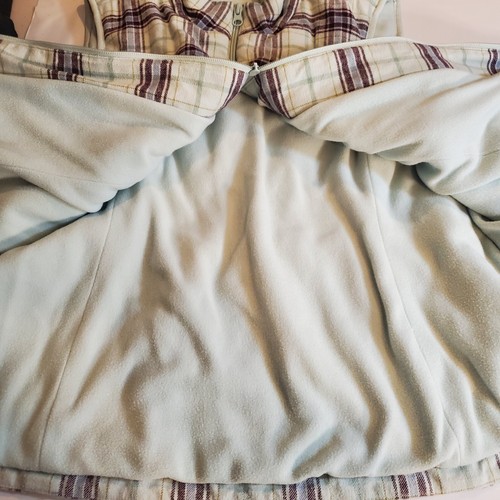 J. Jill Jade Plaid Curved Hem Puffer Vest Size XL Petite Pockets Fleece Lined - Picture 15 of 17