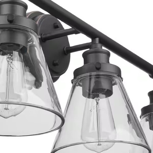 NeW-Parker 3-Light Chrome Vanity Light w/Clear Glass Shades & Bath Set-5-Piece - Picture 4 of 4