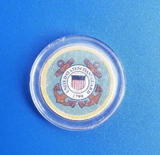U.S. JFK Half Dollar Coin with U.S. Coast Guard Emblem Sticker