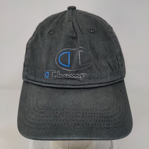 Champion Slideback Hat Black OSFA Adjustable Embroidered Vented Holes 6 Panel - Picture 2 of 9