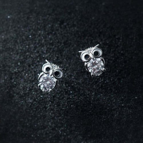 Ohrstecker Eule Sterling Silber 925 Zirkonia Damen Mädchen Ohrringe Tier - Bild 1 von 6