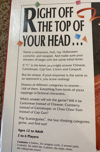1999 Hasbro Board Game of Scattergories Word Game - Vintage- NEW In BOX Sealed - Picture 3 of 3