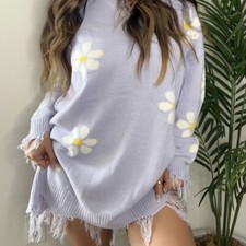 Sarabeth Daisy Sweater Mini Dress - Purple /combo Fashion Nova Size M