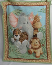 Vtg Baby Blanket Jungle Love Safari Animals Quilt