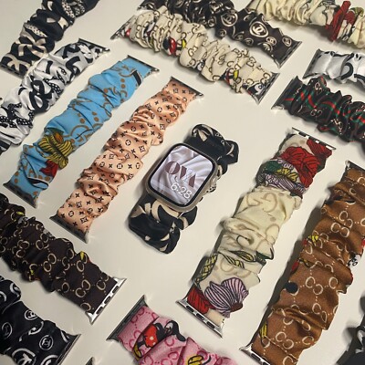 Fashion Designer Scrunchie Elastic WatchBand Fits AppleWatch 38/40/42/44/41/45mm